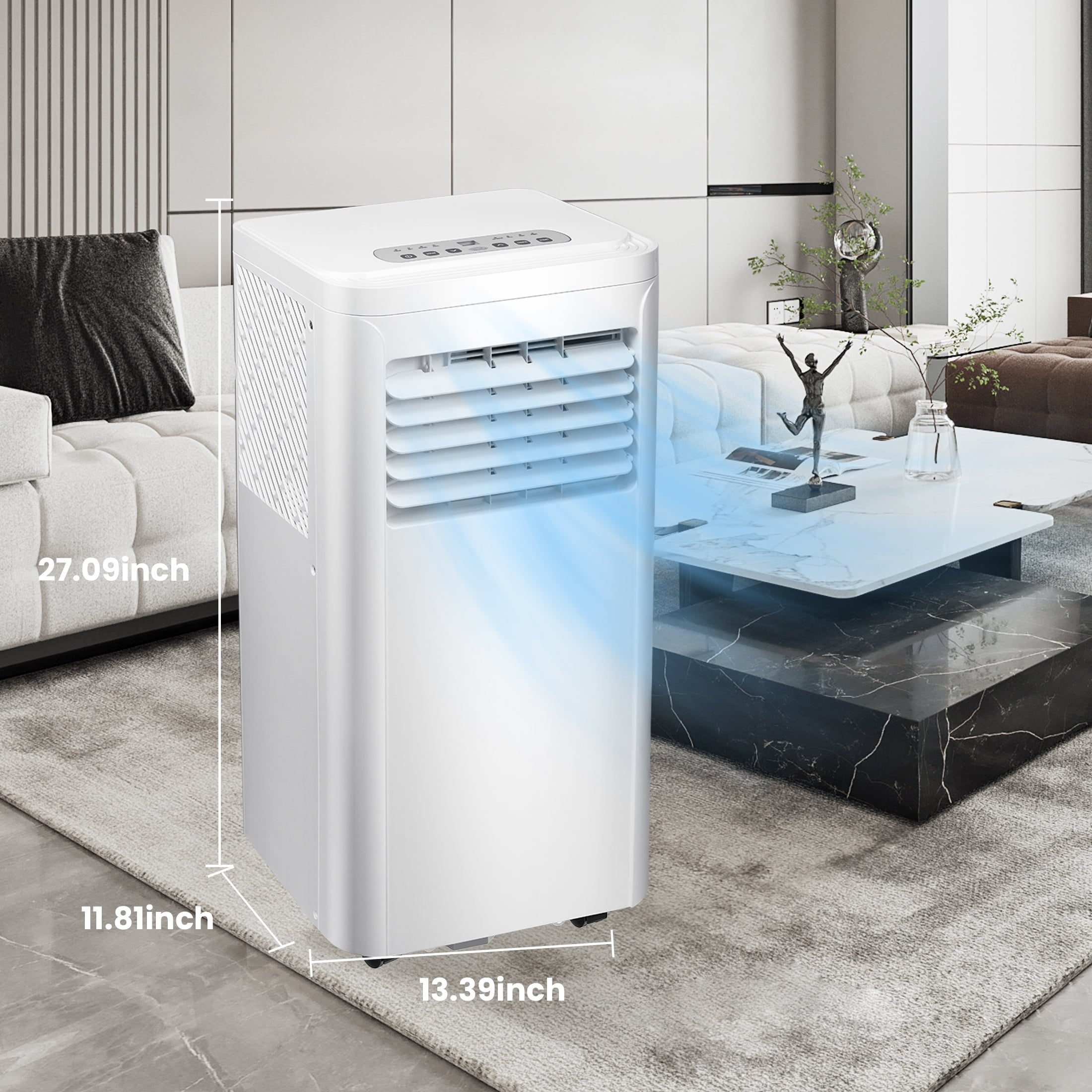 Auseo 5000 BTU (8000 BTU ASHRAE) Portable Air Conditioner, AC, Cools 250sq. ft, 24H Timer, Quiet Operation, Window Fan, 2 Fan Speed for Bedroom Office Home