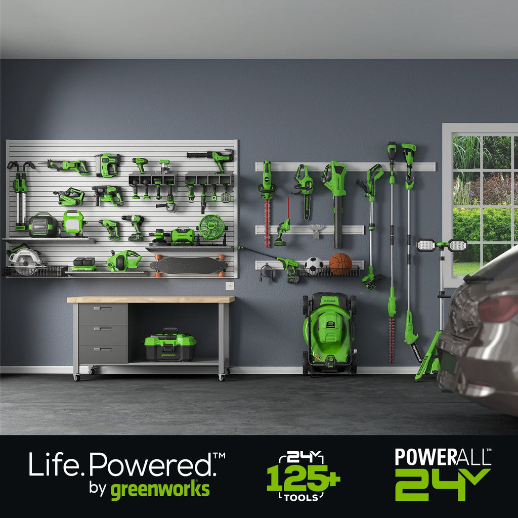 Greenworks 2 x 24V (48V) 19" Brushless Push Lawn Mower, 2 x 4.0Ah USB Batteries and Dual Port Rapid Charger Included