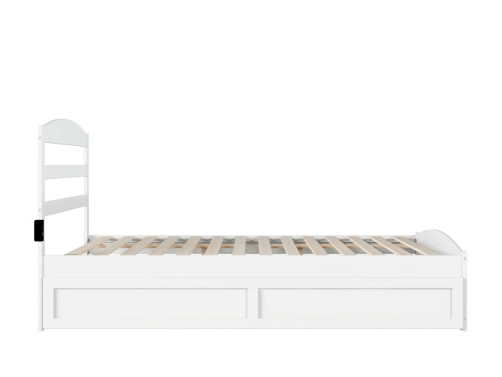 AFI Warren Queen Wood Platform Bed with Headboard Footboard & Twin XL Trundle, White