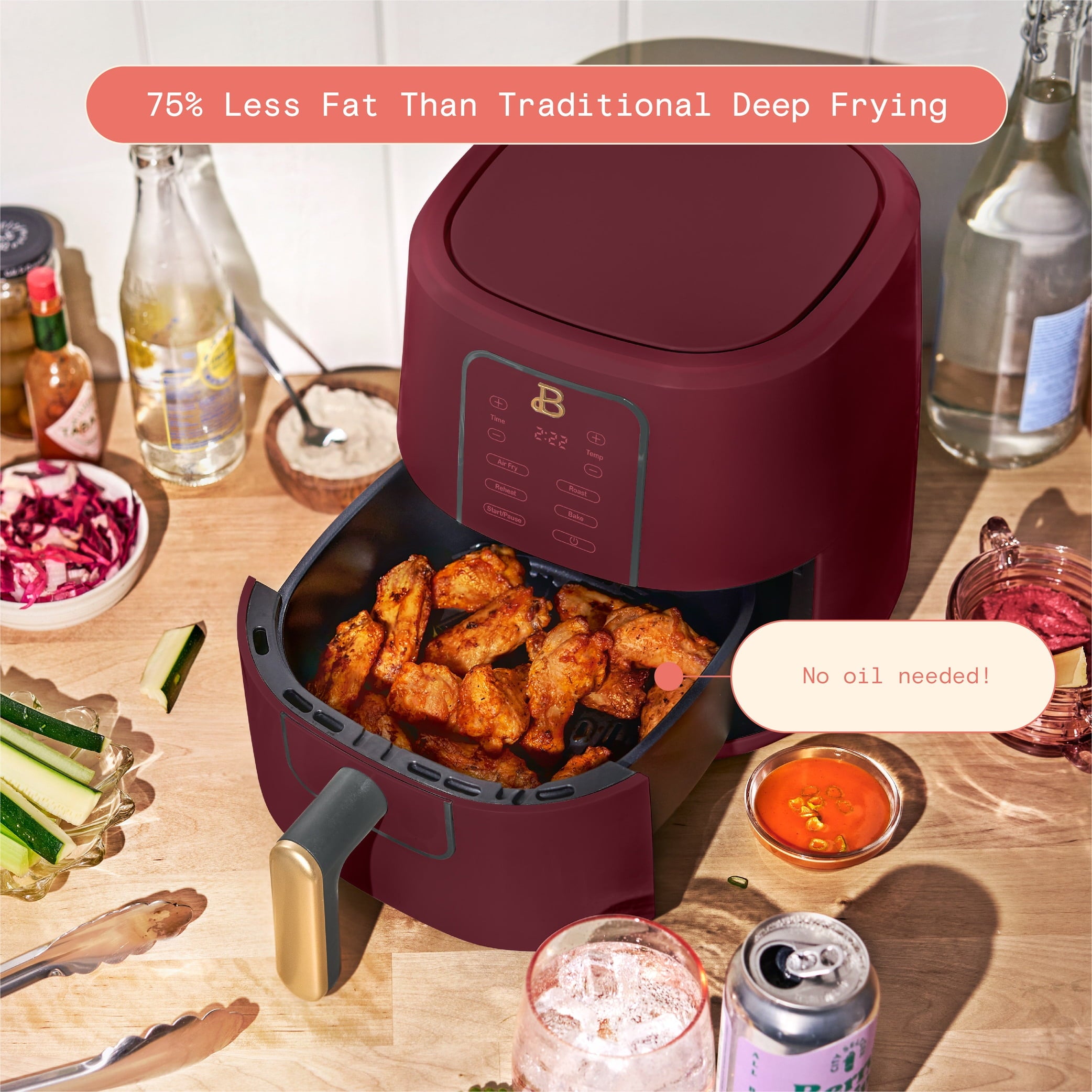 Beautiful 3 Qt Air Fryer with TurboCrisp Technology, White Icing by Drew Barrymore
