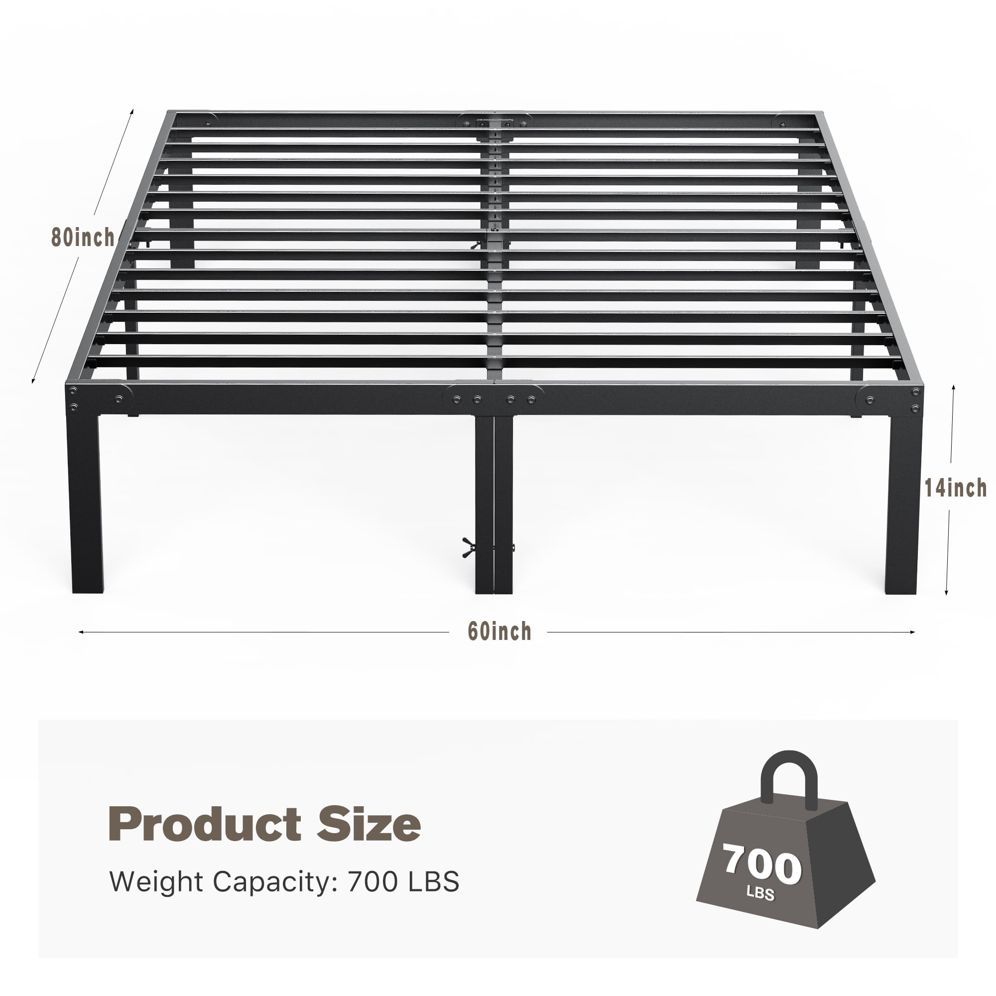 Bed Frame - Full Size Heavy Duty Platform Bed with Underbed Storage, 14-Inch High Steel Slat Support, Non-Slip Design, No Box Spring Required