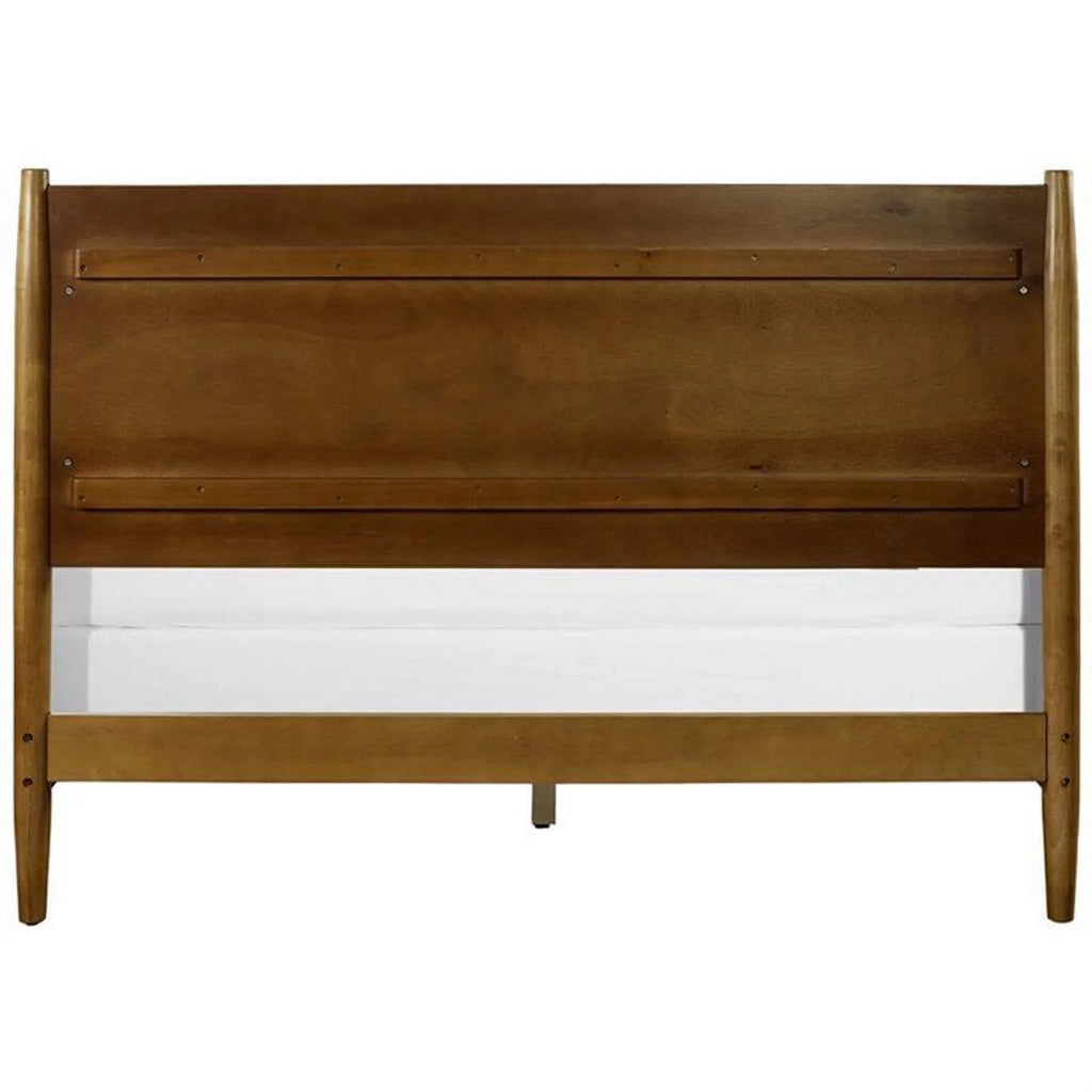 Allora Mid-Century Wood King Panel Platform Bed in Acorn Brown