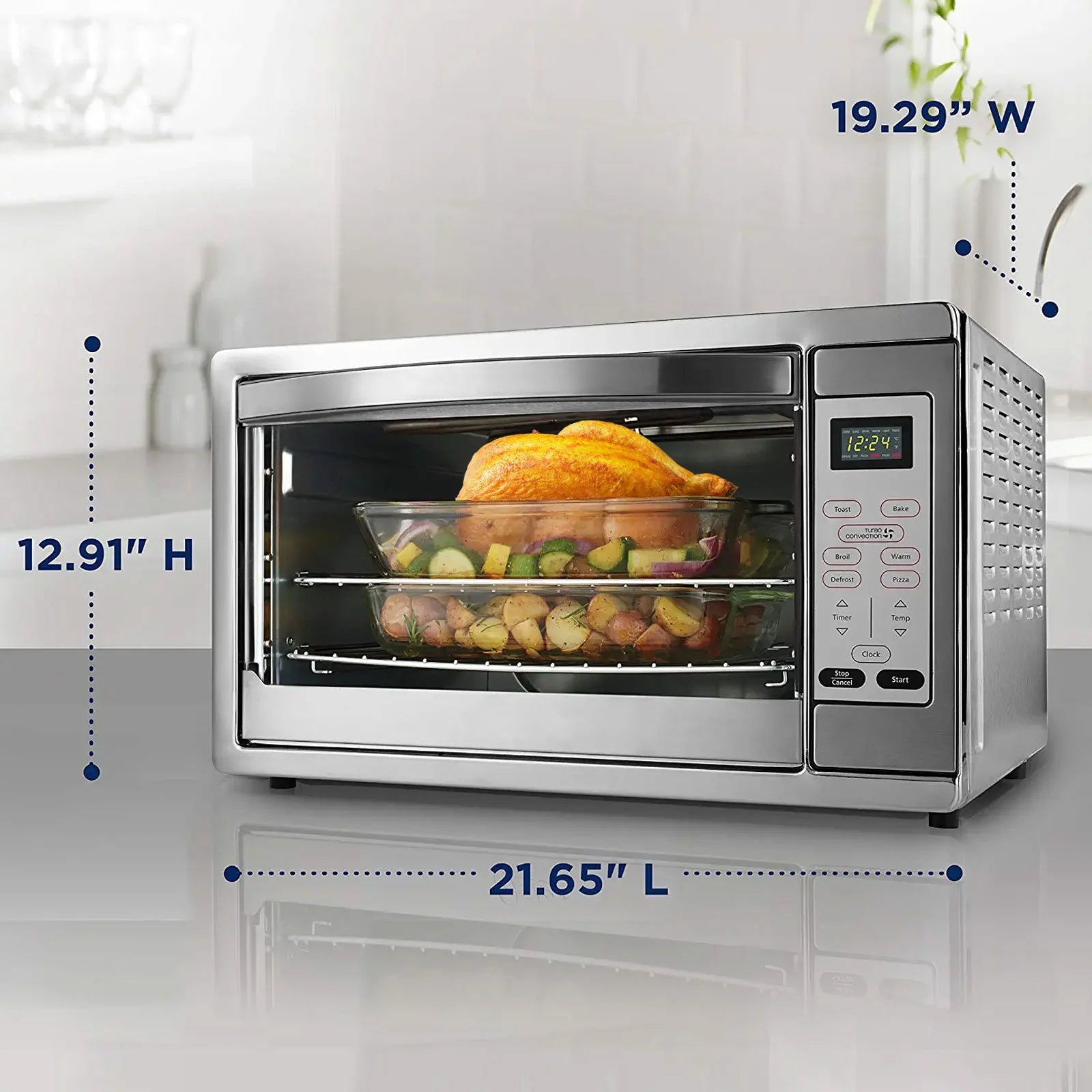 7-in-1 Large Countertop Convection Toaster Oven for Pizza Bake Broil Defrost Toast Warm (18-Slice)