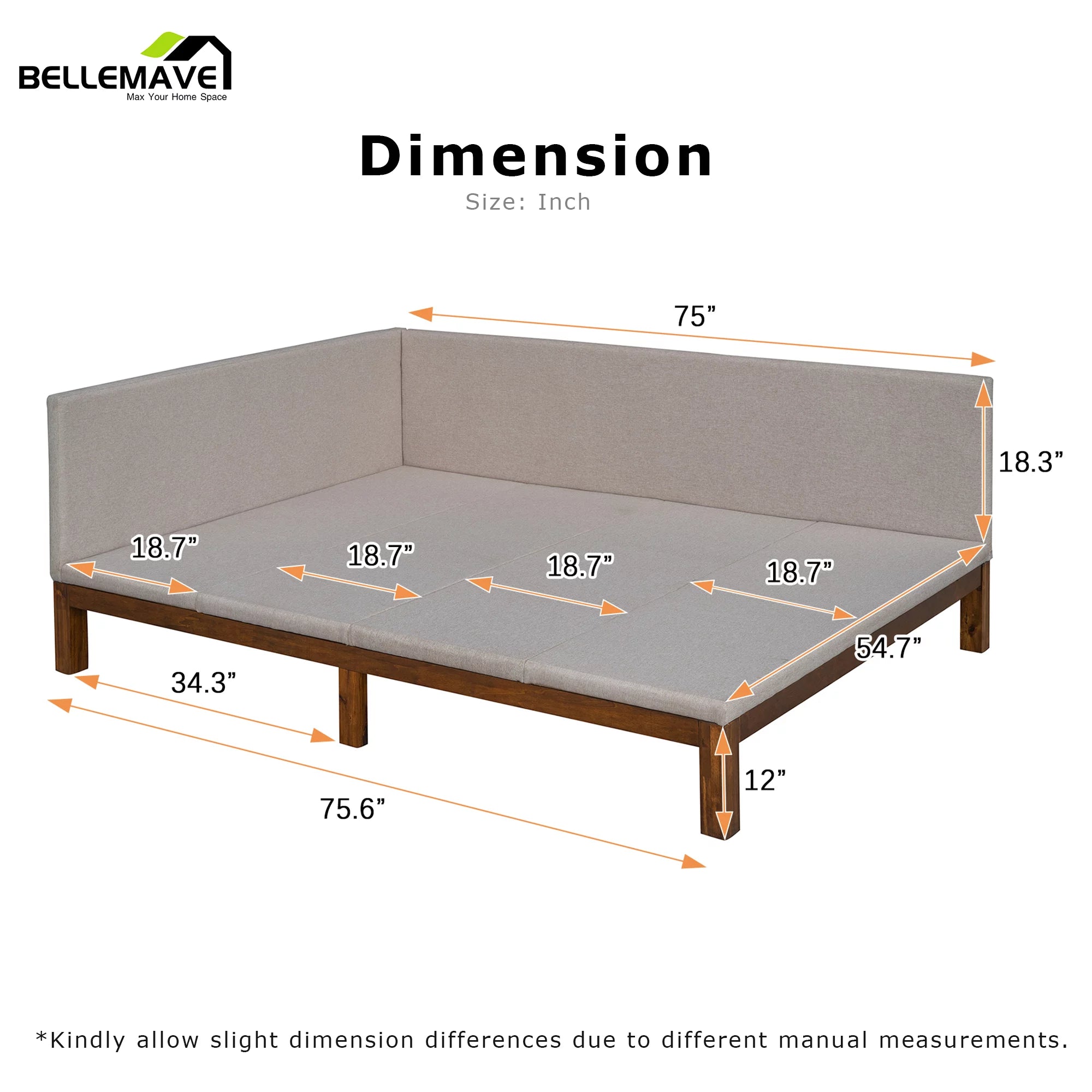 Bellemave Full Size Upholstered Daybed, Minimalist Wood Sofa Bed for Living Room, Bedroom (Beige)