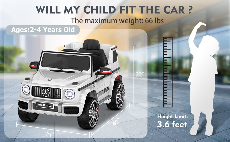 12Volt 1 Seater Mercedes-Benz G63 Licensed Powered Ride on Toy with Remote Control, Gift for Kids Aged 2~4 Years -Red