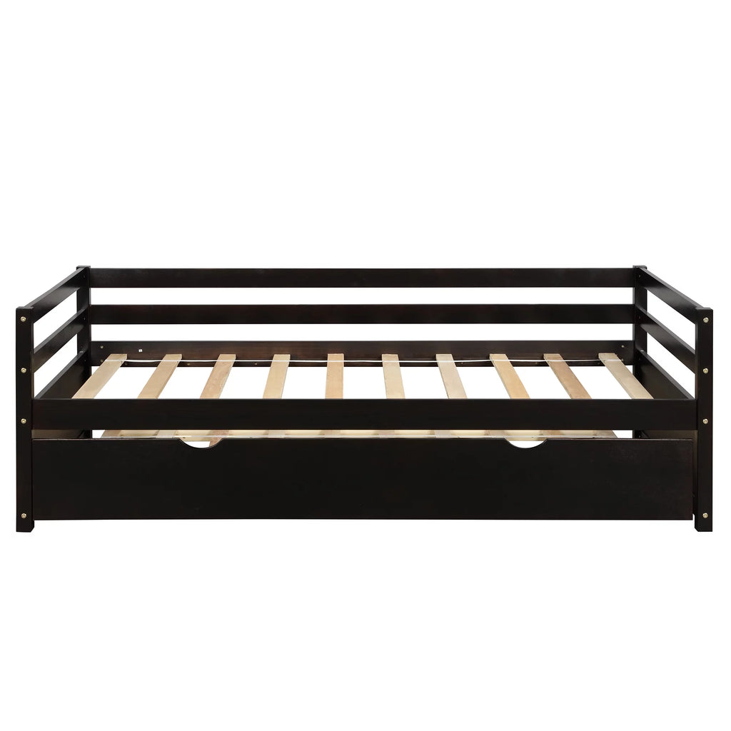 Adrinfly Daybed with Trundle Frame Set, Twin Size, Espresso