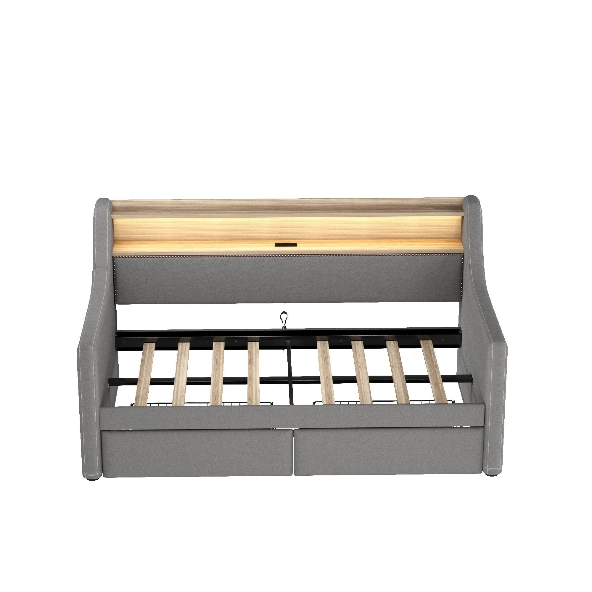 Belin Twin Size Daybed  with Charging Station and LED - Gray