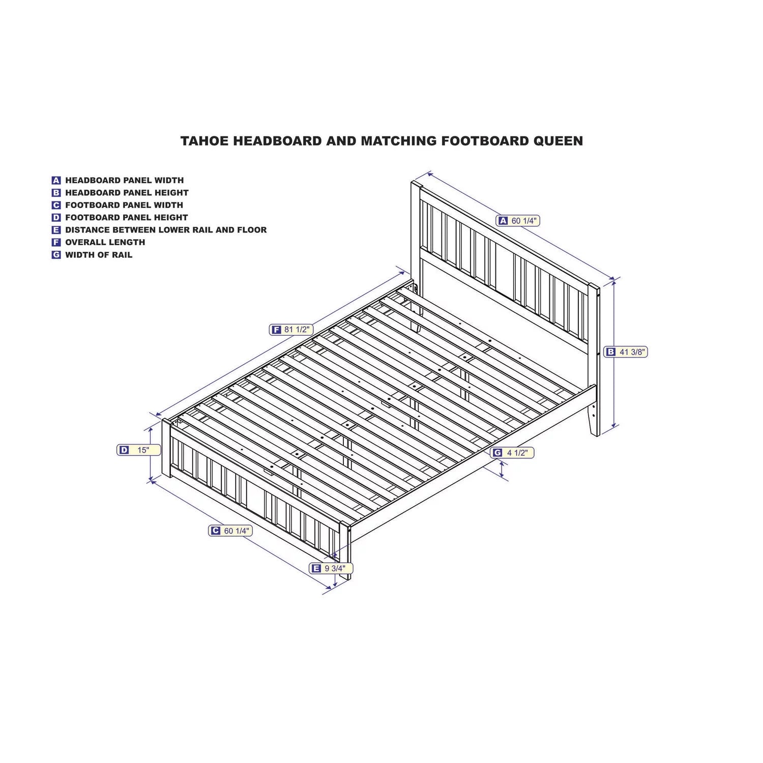 AFI Tahoe Traditional Wood Queen Bed with Footboard in White