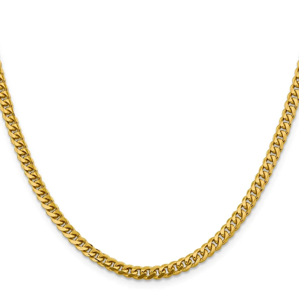 Auriga Fine Jewelry 14K Yellow Gold 7.3 mm Semi-Solid Miami Cuban Chain Necklace for Mens 22"