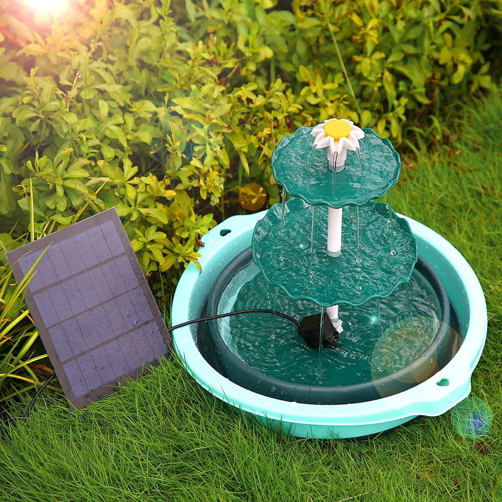 AISITIN 3 Tiered Bird Bath with 3.5W Solar Pump, DIY Solar Fountain Detachable and Suitable for Bird Bath, Garden Decoration, Outdoor Bird Feeder