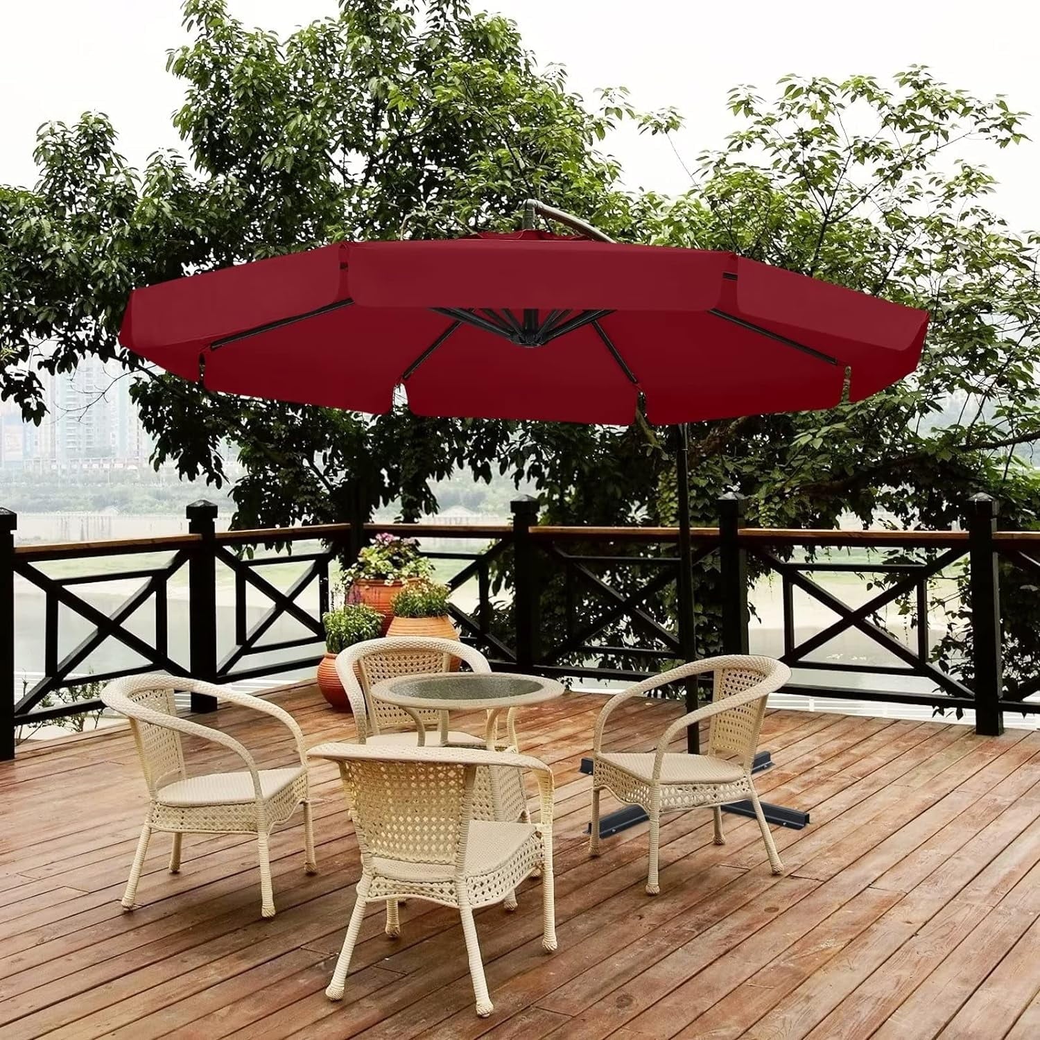 ABCCANOPY 10 FT Patio Umbrellas with Crank & Cross Base for Garden, Backyard, Pool and Beach, 12+ Colors(Turquoise)