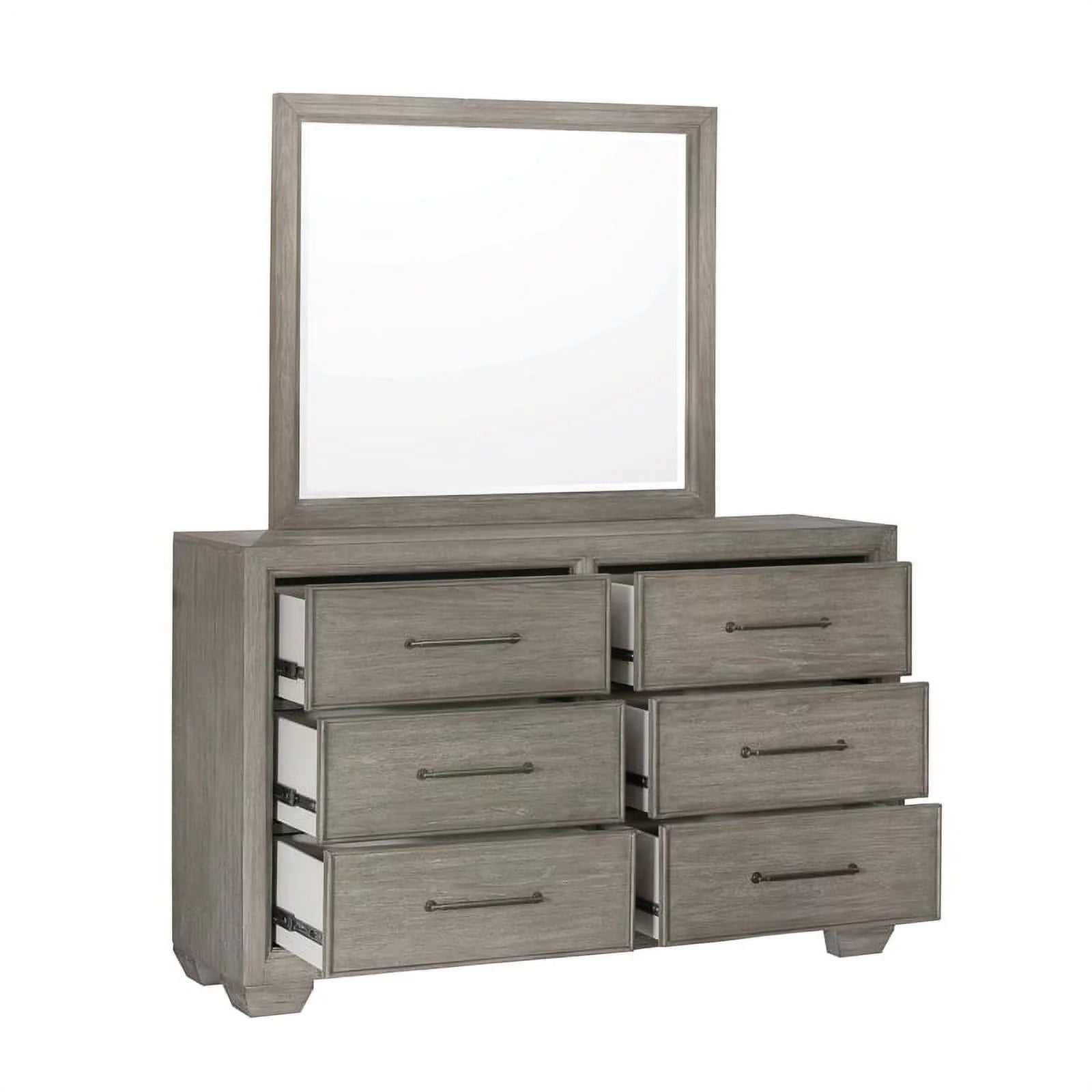 Andover Solid Wood 6 Drawer Dresser with Mirror in Dove Gray by Samuel Lawrence