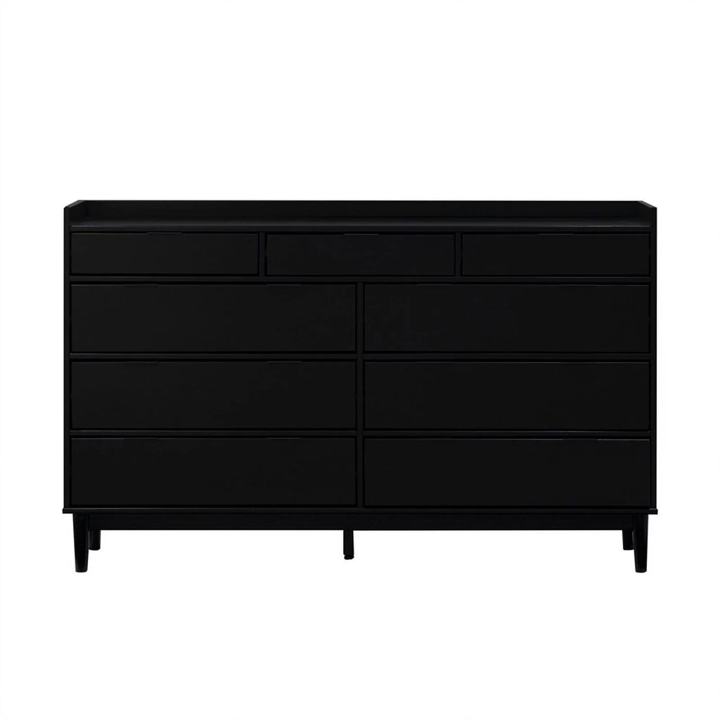 60" Lee 9 Drawer Solid Wood Dresser - Black