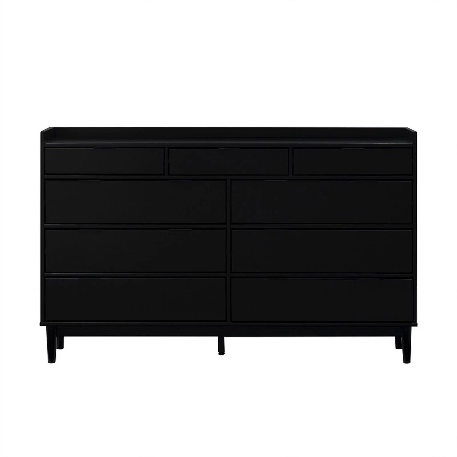 60" Lee 9 Drawer Solid Wood Dresser - Black