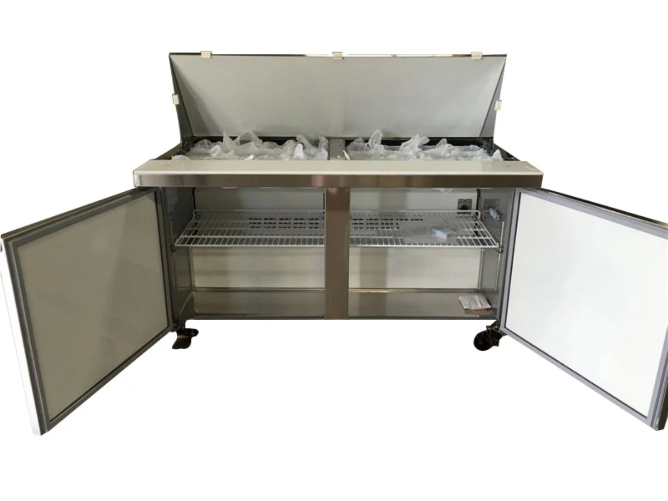 60.25 in. W 15 cu. ft. Commercial Food Prep Table Refrigerator Cooler in Stainless Steel