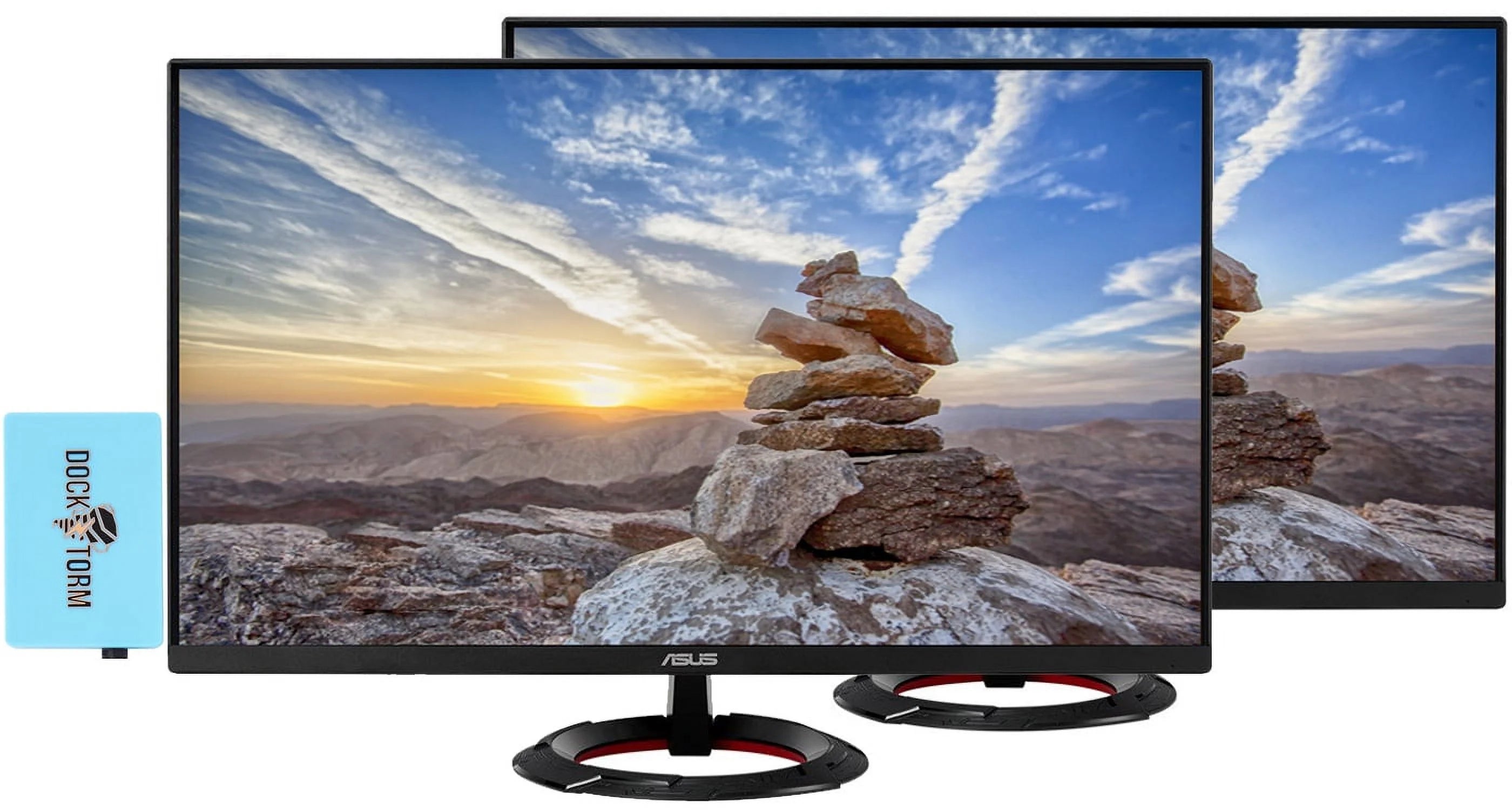 ASUS TUF Gaming Monitor VG279Q1R Bundle with Docztorm Dock, 27" FHD IPS (1920x1080) 144Hz Display, 2 HDMI 1.4, 1 DisplayPort 1.2, Ideal for Home & Business, Black (2023 Latest Model) (2 Pack)