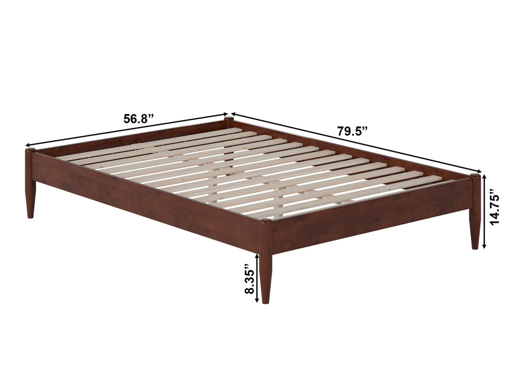 AFI Pasadena 14" Walnut Solid Wood Platform Bed, Full