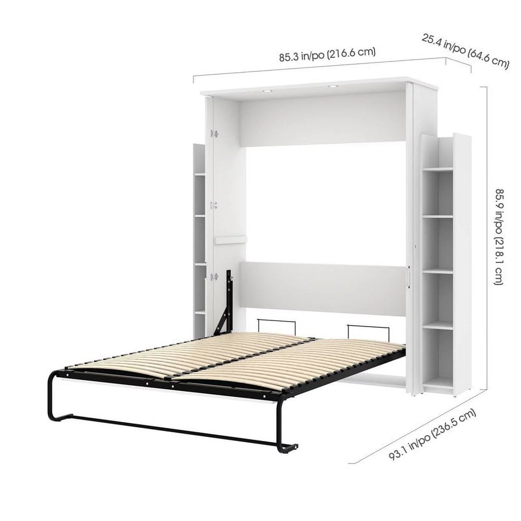 Atlin Designs 86" Modern Wood Queen Murphy Bed and 2 Storage Units in White