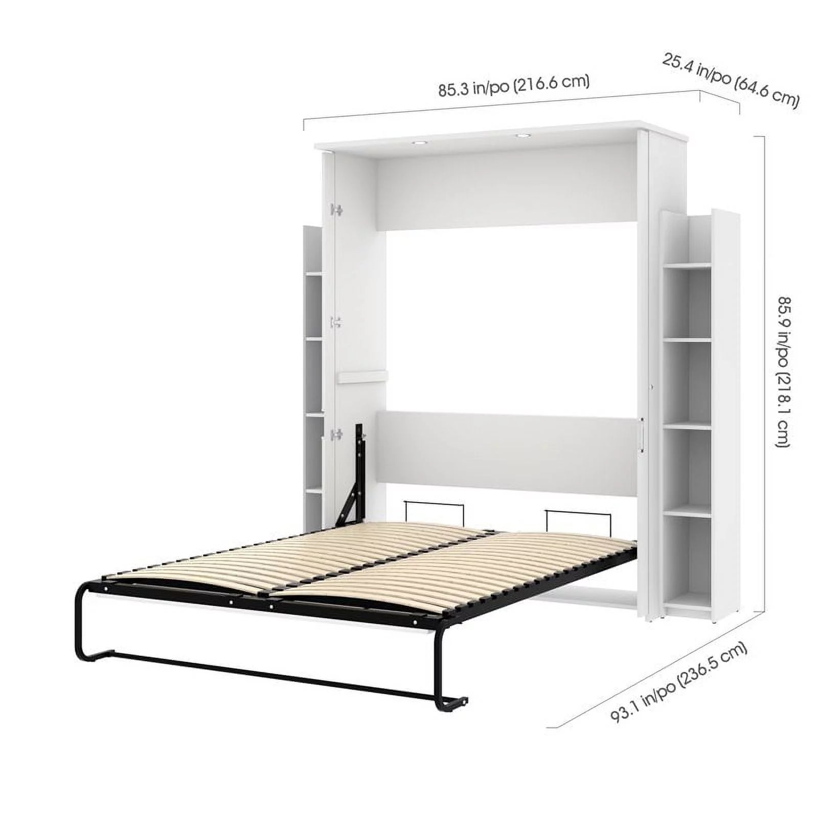 Atlin Designs 86" Modern Wood Queen Murphy Bed and 2 Storage Units in White