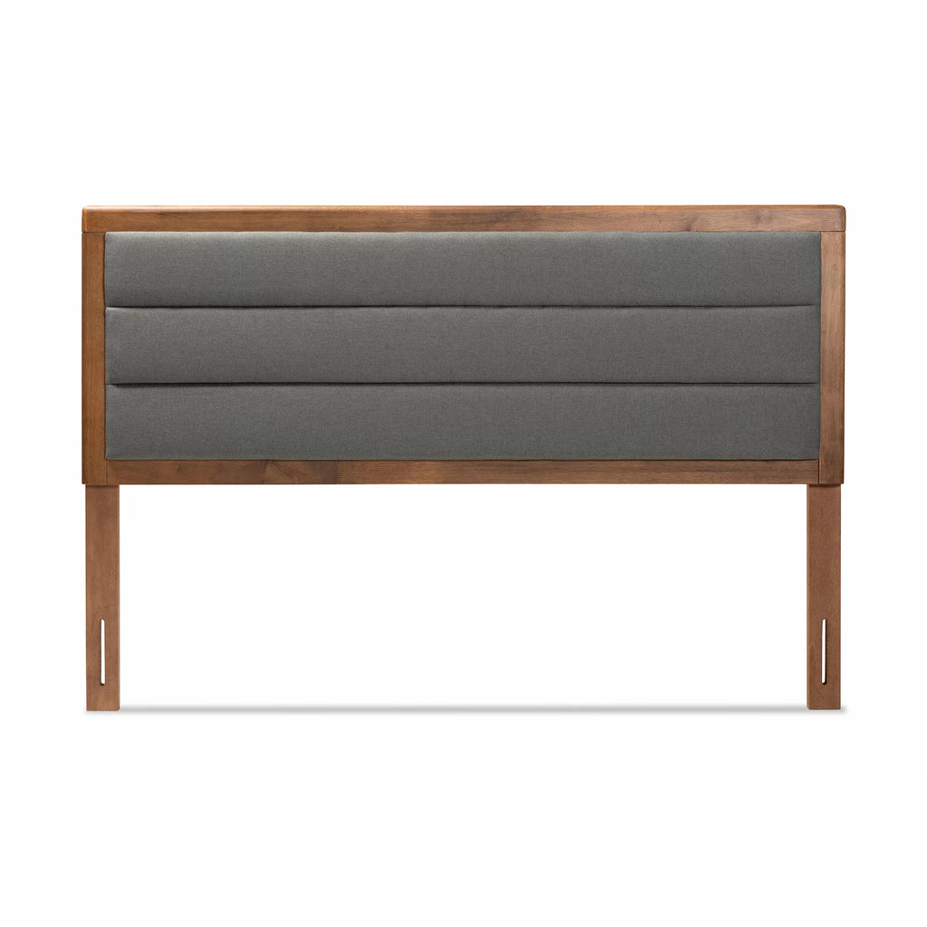 Baxton Studio Dexter Modern and Contemporary Dark Grey Fabric Upholstered and Walnut Brown Finished Wood Full Size Headboard