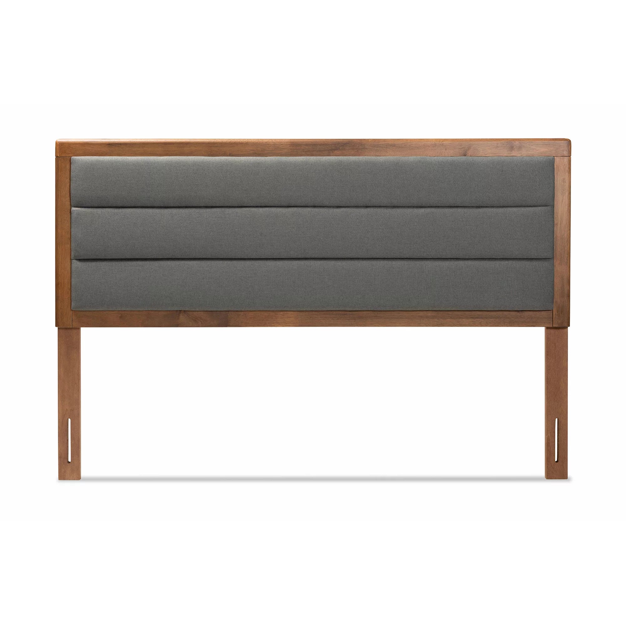 Baxton Studio Dexter Modern and Contemporary Dark Grey Fabric Upholstered and Walnut Brown Finished Wood Full Size Headboard