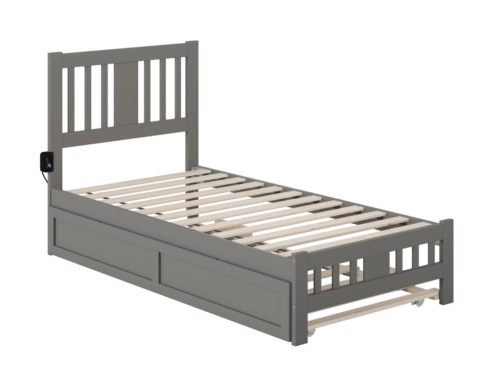 AFI Tahoe Twin Wood Platform Bed with Headboard Footboard & Twin Trundle, Grey