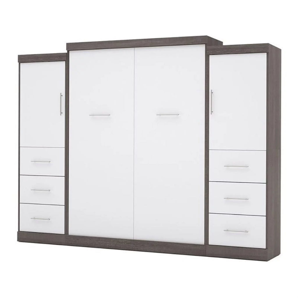 Atlin Designs 115" Engineered Wood Queen Wall Bed Kit in Bark Gray/White