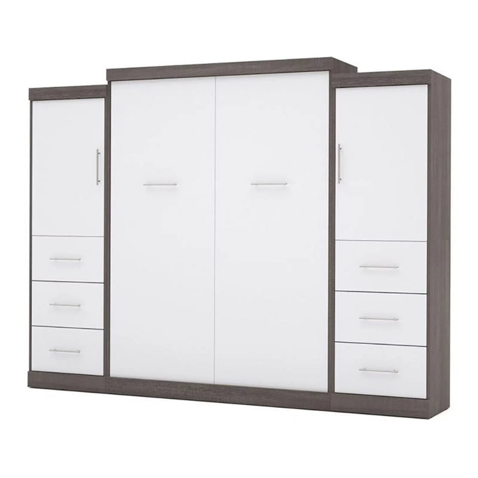 Atlin Designs 115" Engineered Wood Queen Wall Bed Kit in Bark Gray/White