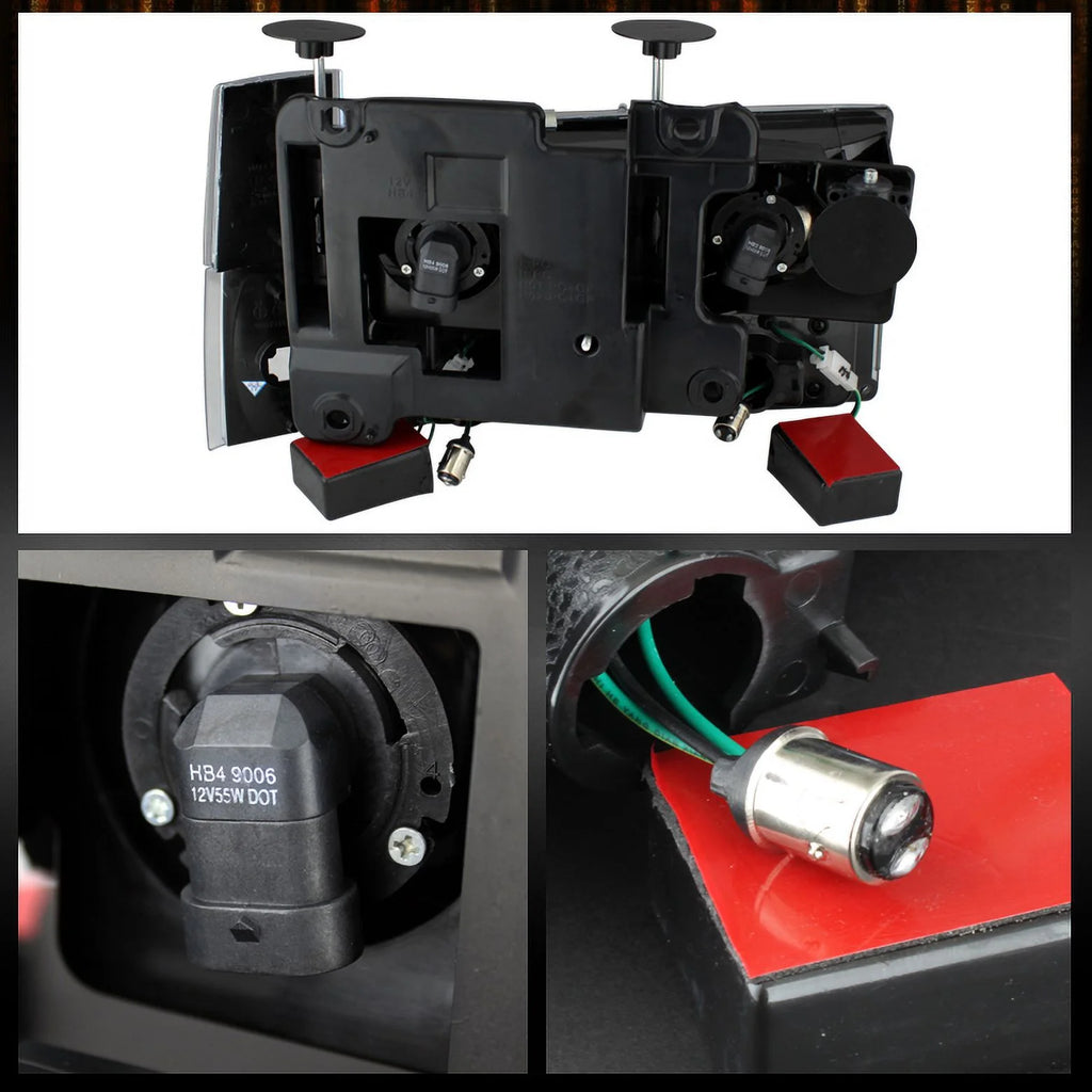 AKKON - For Chevy C/K Series Silverado Suburban Tahoe Pickup Truck Black Housing Headlight + LED Bumper + Corner Light Set