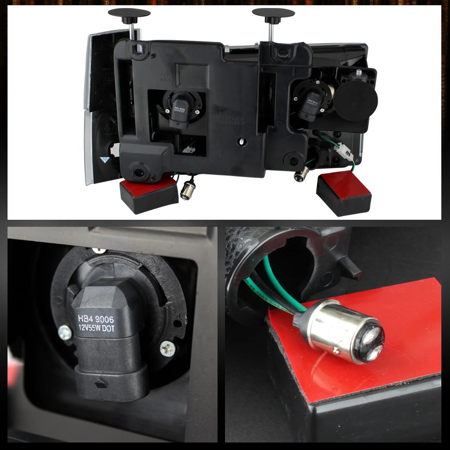 AKKON - For Chevy C/K Series Silverado Suburban Tahoe Pickup Truck Black Housing Headlight + LED Bumper + Corner Light Set