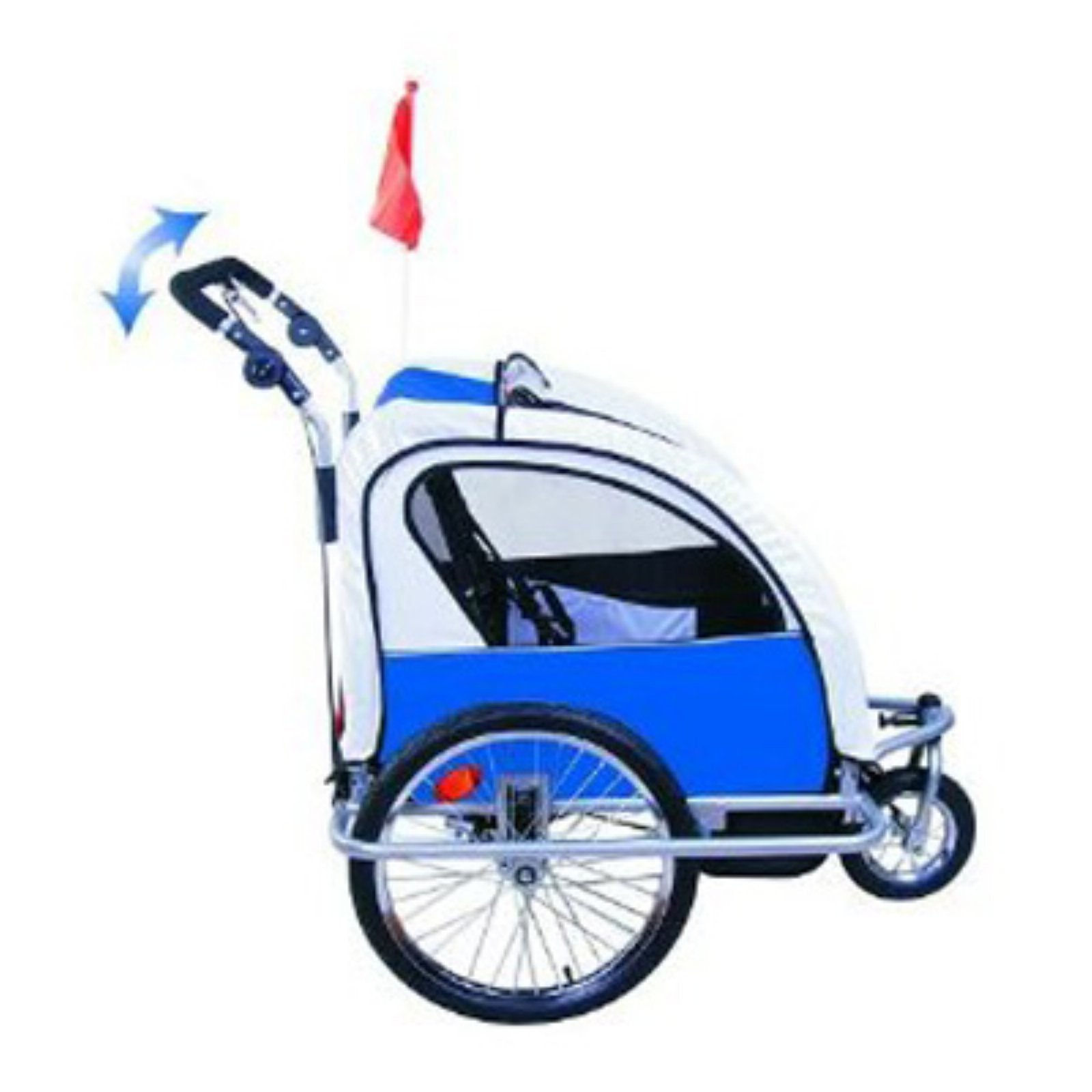 Aosom Elite 360 Swivel 2-In-1 Double Child Two-Wheel Bicycle Cargo Trailer And Jogger With 2 Safety Harnesses, Blue