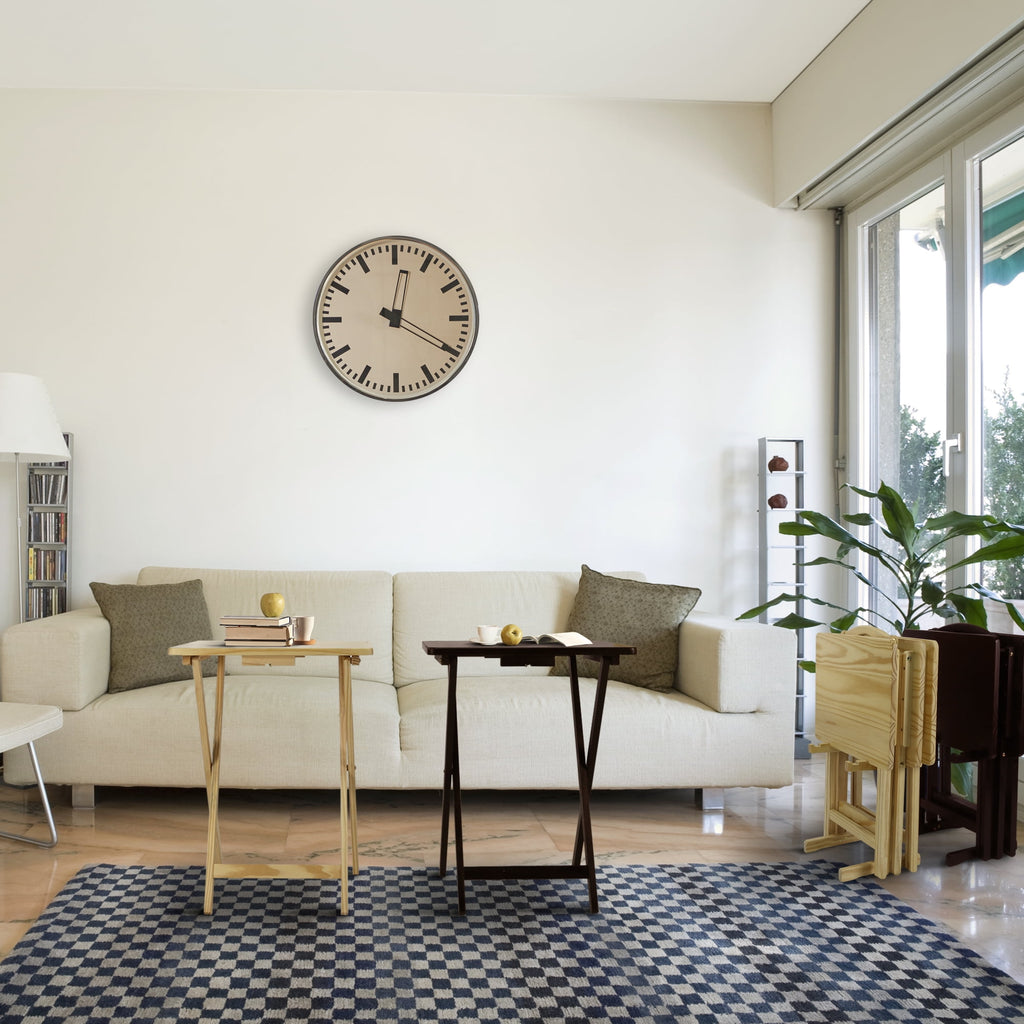 5 Piece TV Tray Table Set in White (4 Trays, 1 Stand)