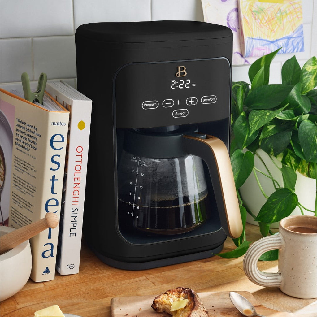 Beautiful 14-Cup Programmable Drip Coffee Maker with Touch-Activated Display, White Icing by Drew Barrymore