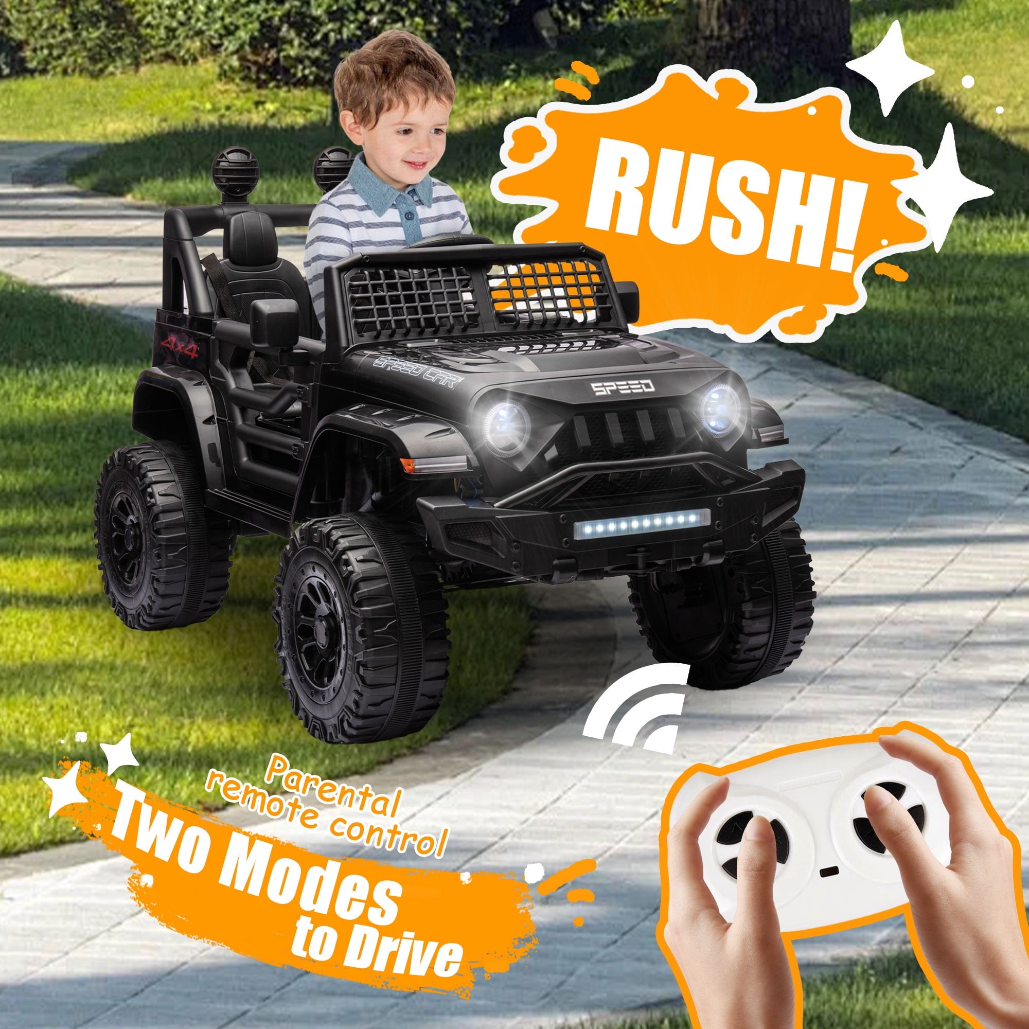 24V 2 Seater Kids Ride On Car Truck with 20" Extra Wide Seat, 4WD/2WD Switchable Kids Electric Vehicle with 4x100W Powerful Engine, Remote Control, Soft Brake, Music, Suspension, LED Light (Pink)