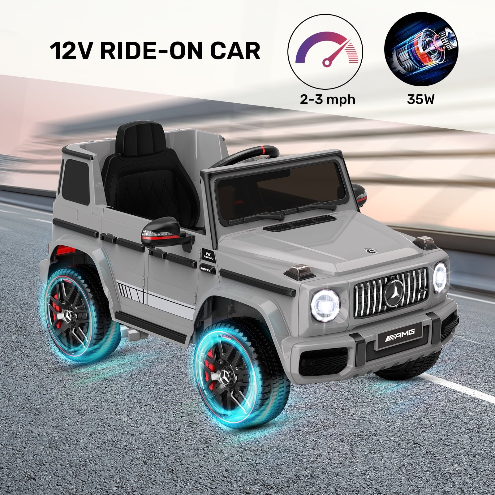 12Volt 1 Seater Mercedes-Benz G63 Licensed Powered Ride on Toy with Remote Control, Gift for Kids Aged 2~4 Years -Red