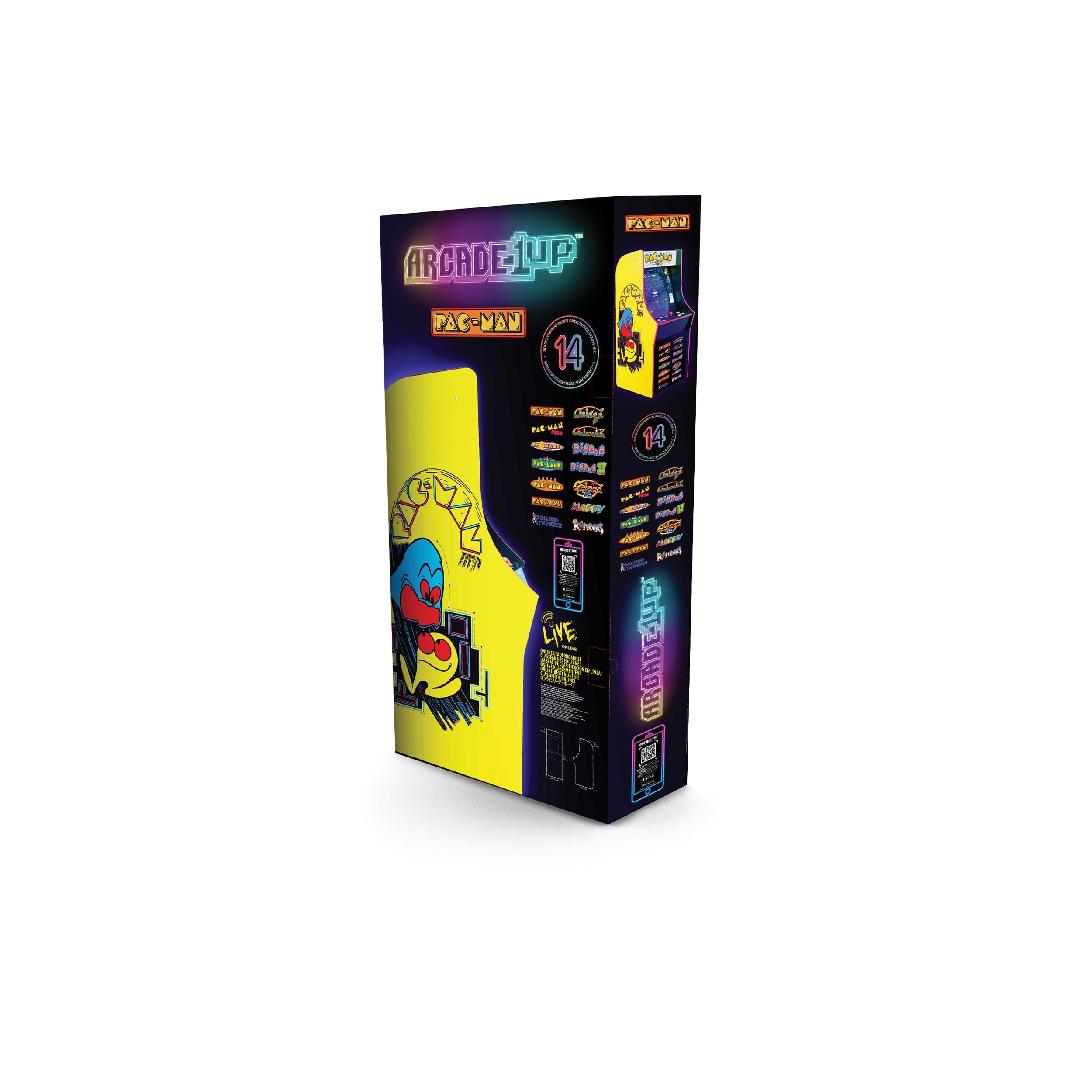 Arcade1Up PAC-MAN Classic Arcade Game, built for your home, 4 feet tall stand-up cabinet, 14 classic games, and 17-inch screen