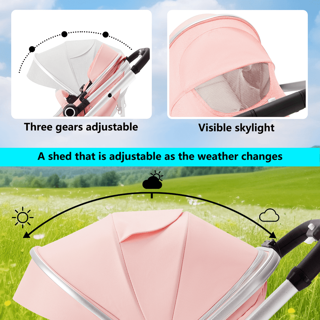 AILEEKISS 2 in 1 Convertible Baby Stroller, Unisex Folding Infant Newborn Bassinet Pram, Dark Grey