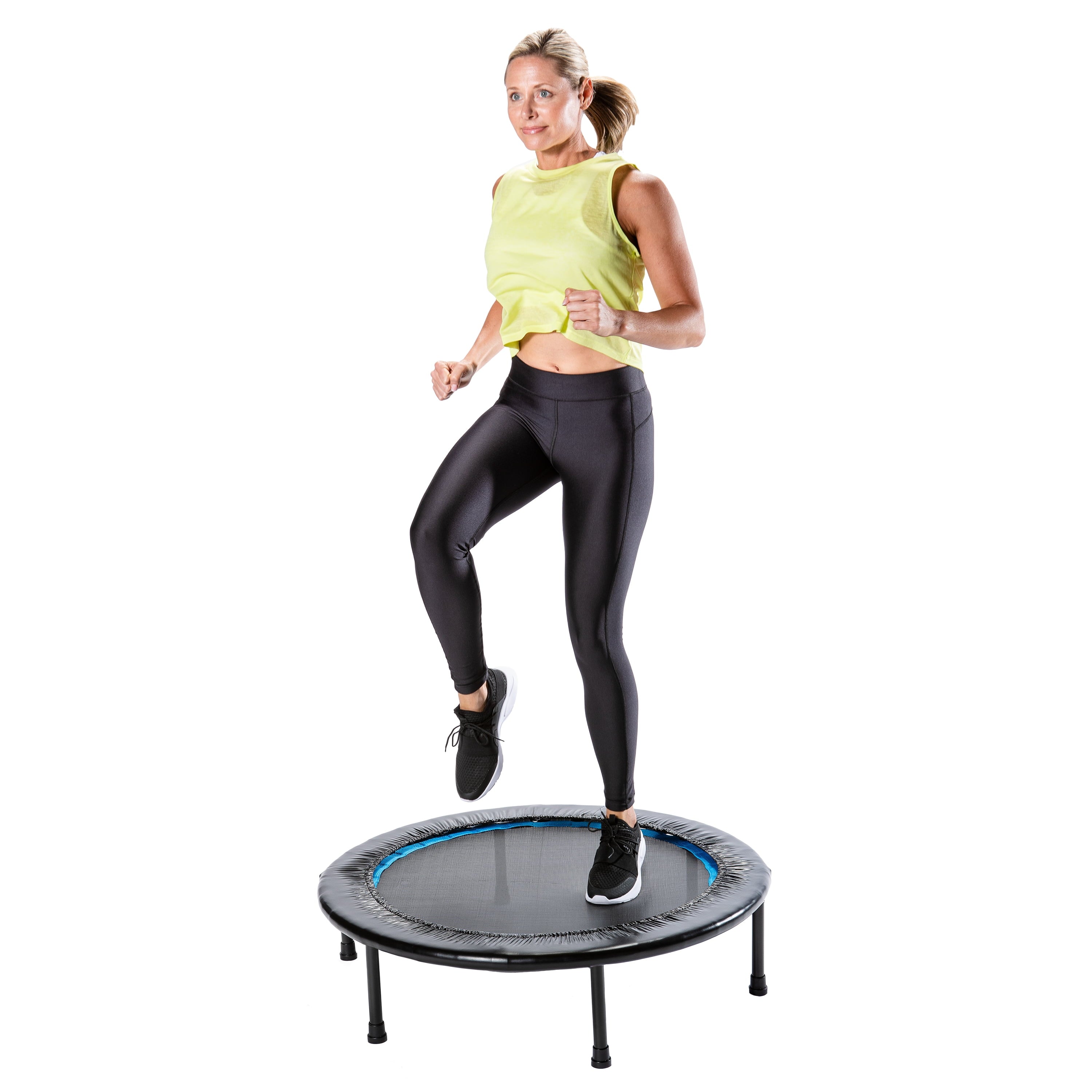 Athletic Works Circuit Trainer Trampoline with Monitor and Adjustable Incline, 36"Wx36"Dx12"H, Black