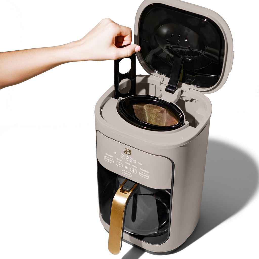 Beautiful 14-Cup Programmable Drip Coffee Maker with Touch-Activated Display, White Icing by Drew Barrymore