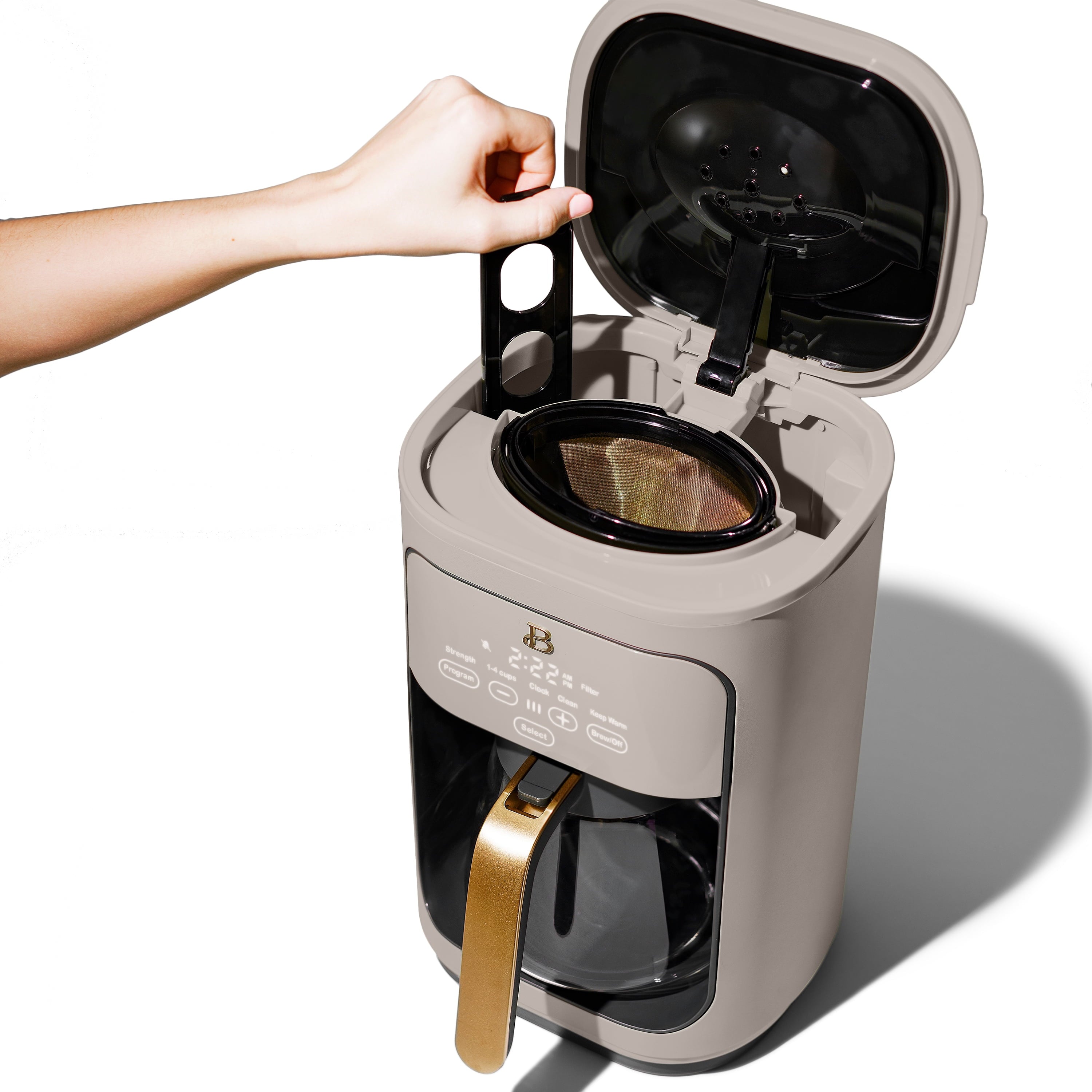 Beautiful 14-Cup Programmable Drip Coffee Maker with Touch-Activated Display, White Icing by Drew Barrymore