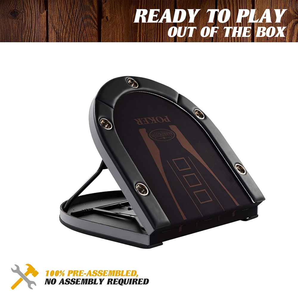 Barrington 10-Player Poker Table with In-laid LED Lights, Brown and Black