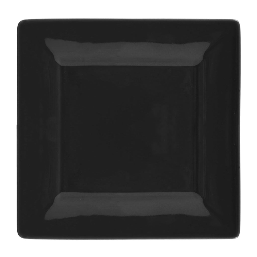 10 Strawberry Street Nova Square 16-Piece Stoneware Dinnerware Set, Black