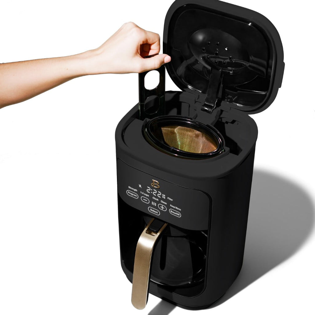 Beautiful 14-Cup Programmable Drip Coffee Maker with Touch-Activated Display, White Icing by Drew Barrymore