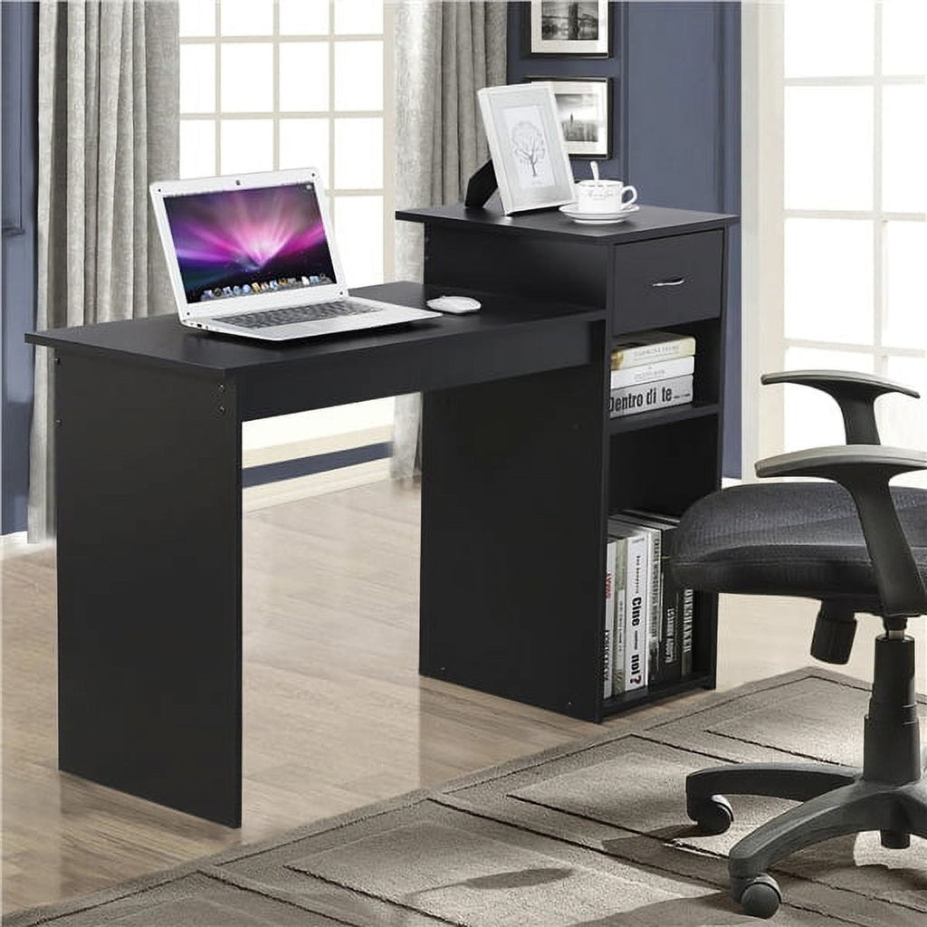 Alden Design Home Office Workstation Computer Desk with Drawer and Storage, White