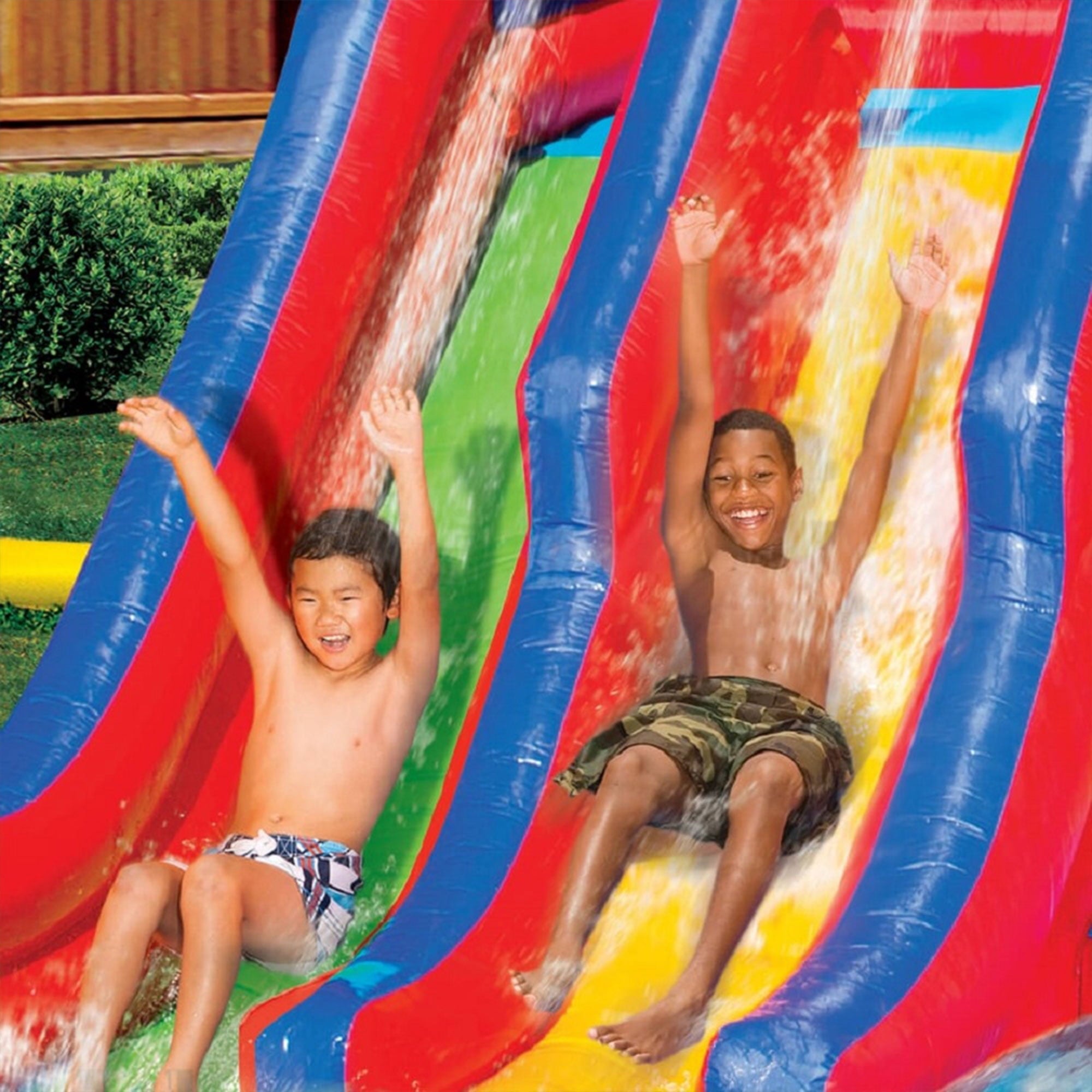 Banzai Hydro Blast Inflatable Play Water Park with Slides and Water Cannons