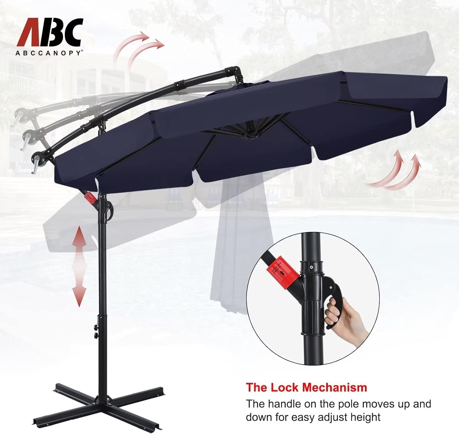 ABCCANOPY 10 FT Patio Umbrellas with Crank & Cross Base for Garden, Backyard, Pool and Beach, 12+ Colors(Turquoise)