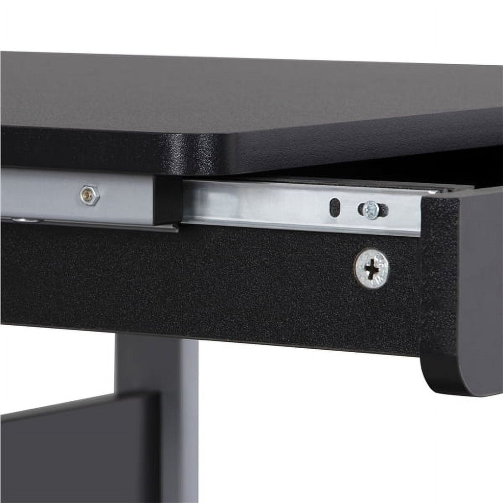 Alden Design Rolling Computer Desk with 2 Storage Shelves and Drawer, Black