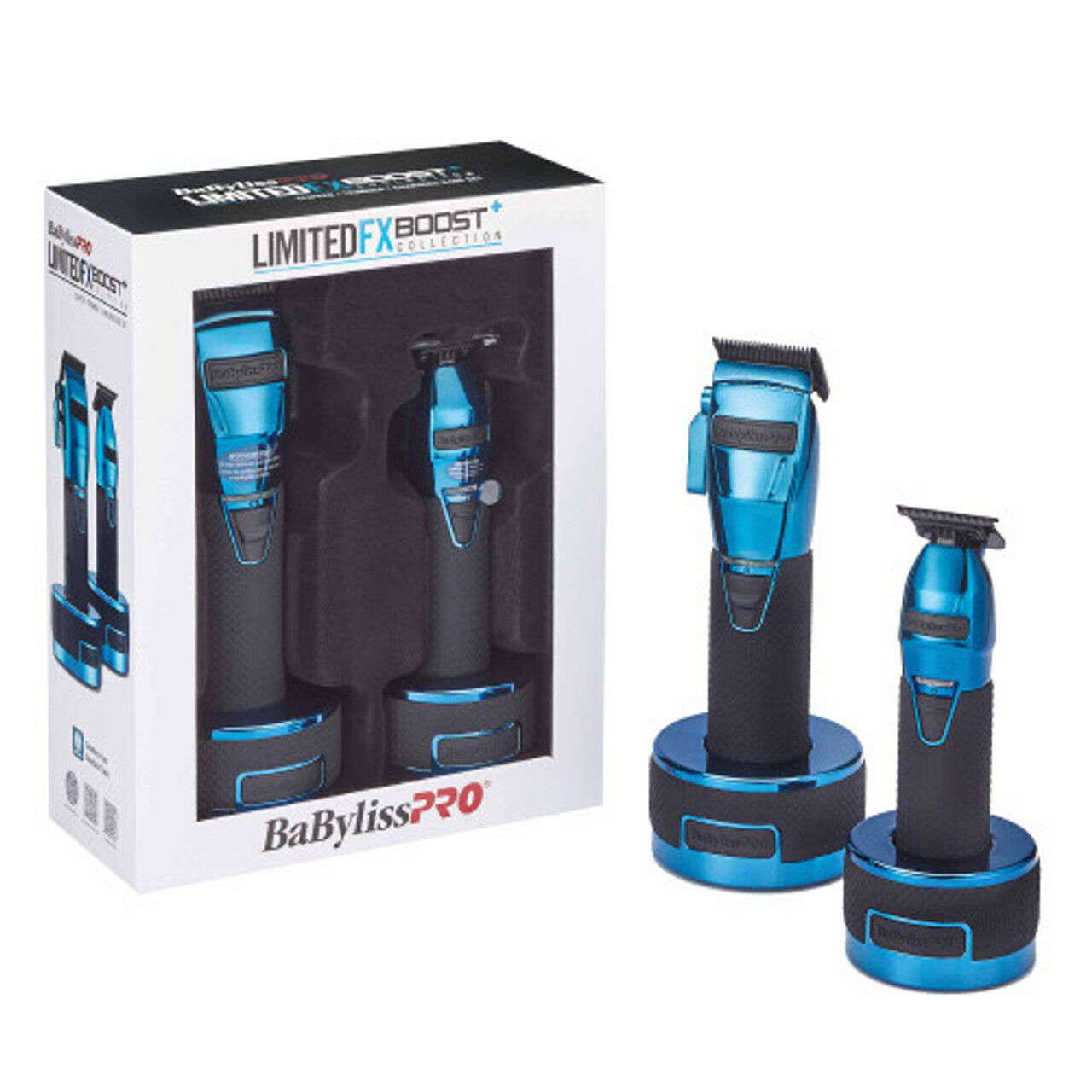 BaBylissPRO LimitedFX Boost+ Collection Clipper & Trimmer Blue Set w/ Base