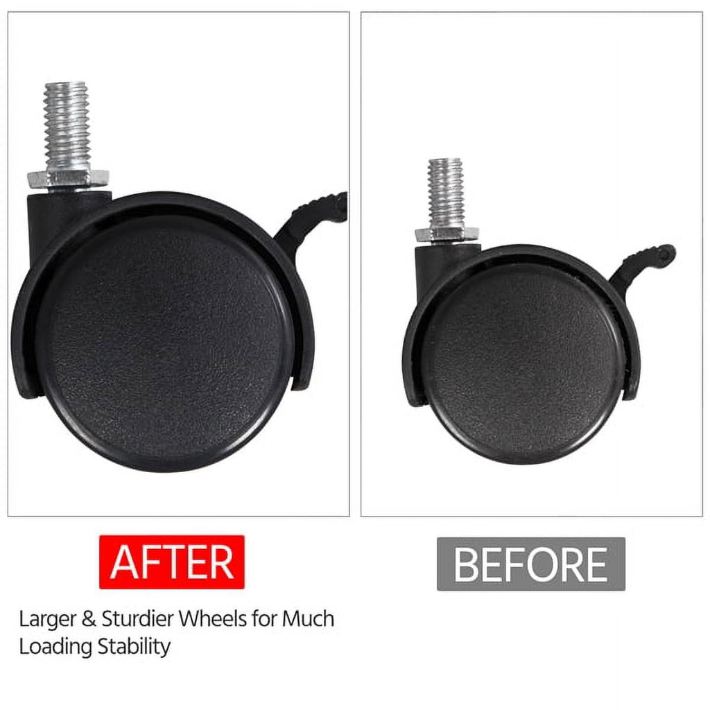 Alden Design Rolling Computer Desk with 2 Storage Shelves and Drawer, Black