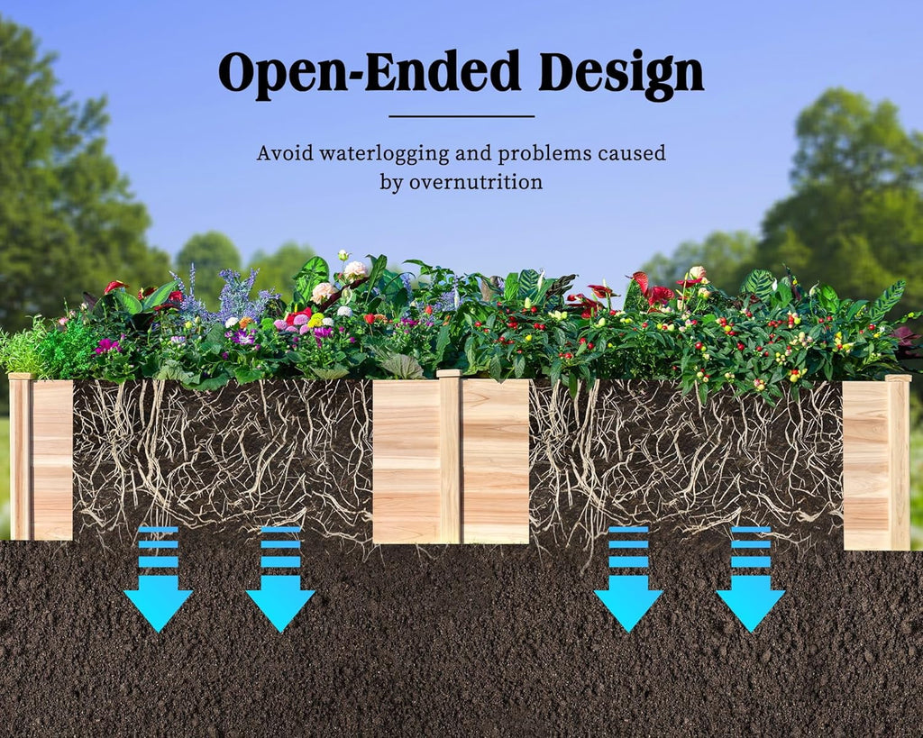 AMERLIFE Raised Garden Bed 4x2x2.6 ft Large Capacity Planter with Drain Hole for Growing Plants